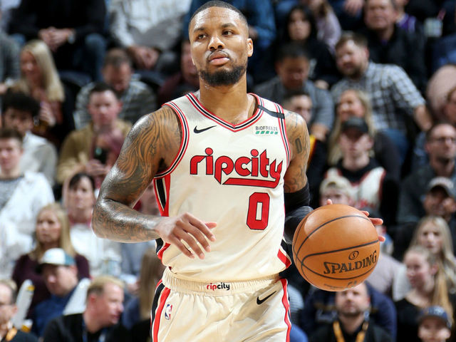 SALT LAKE CITY, UT - FEBRUARY 7: Damian Lillard #0 of the Portland Trail Blazers handles the ball during a game against the Utah Jazz on February 7, 2020 at vivint.SmartHome Arena in Salt Lake City, Utah. Mandatory Copyright Notice: Copyright 2020 NBAE
