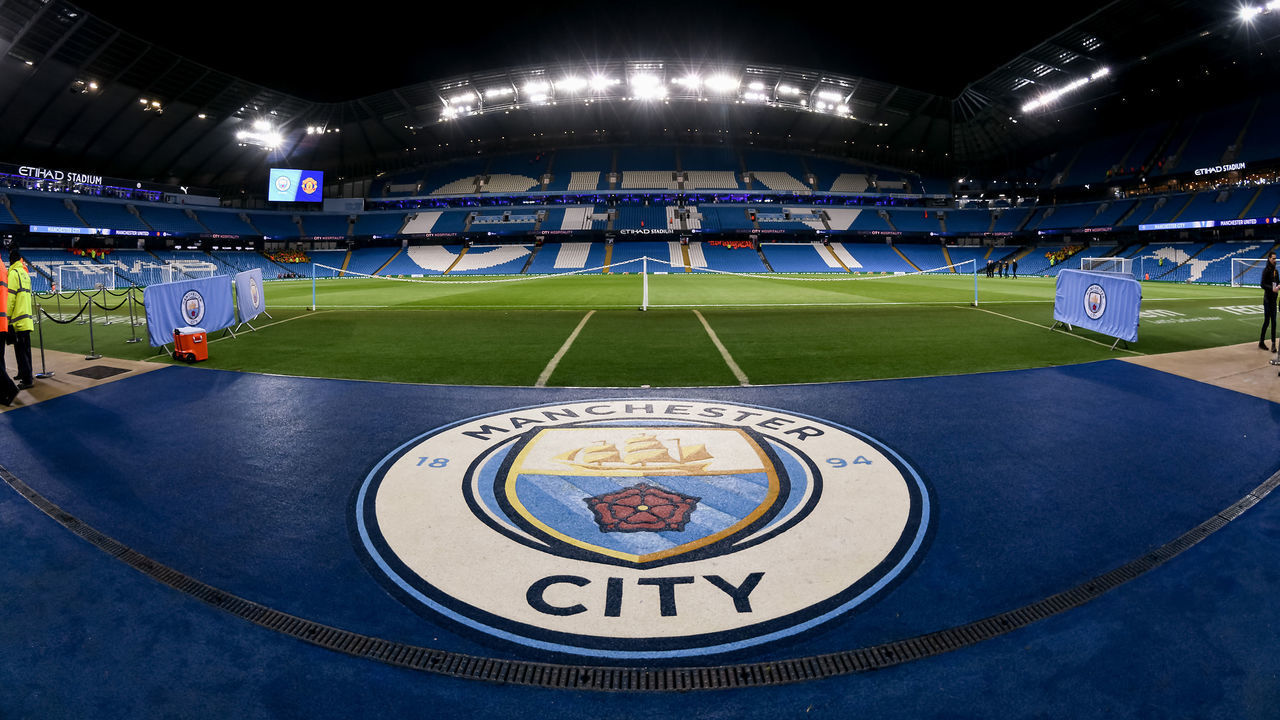 MANCHESTER, ENGLAND - JANUARY 29: A general view of Etihad Stadium ahead of the Carabao Cup Semi Final match between Manchester City and Manchester United at Etihad Stadium on January 29, 2020 in Manchester, England.