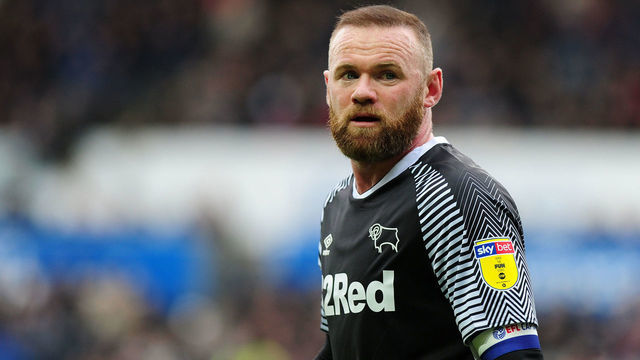 SWANSEA, WALES - FEBRUARY 08: Wayne Rooney of Derby County during the Sky Bet Championship match between Swansea City and Derby County at the Liberty Stadium on February 08, 2020 in Swansea, Wales.