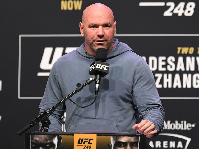 HOUSTON, TX - FEBRUARY 07: UFC President Dana White speaks to the media during the UFC 248 Press Conference at the Toyota Center on February 7, 2020 in Houston, Texas.