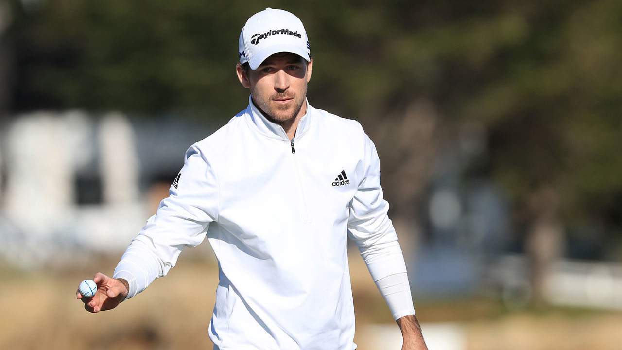 PEBBLE BEACH, CALIFORNIA - FEBRUARY 09: Nick Taylor of Canada reacts after a putt on the 17th green during the final round of the AT&T Pebble Beach Pro-Am at Pebble Beach Golf Links on February 09, 2020 in Pebble Beach, California.
