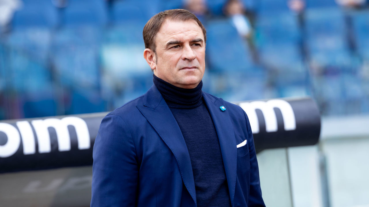 ROME, ITALY - 2020/02/02: Leonardo Semplici head coach of Spal looks on during the Serie A match between SS Lazio and Spal at Stadio Olimpico. (Final score; SS Lazio 5:1 Spal).