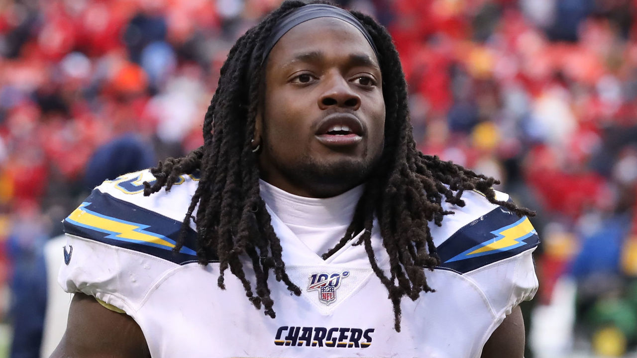 KANSAS CITY, MO - DECEMBER 29: Los Angeles Chargers running back Melvin Gordon (25) after an AFC West game between the Los Angeles Chargers and Kansas City Chiefs on December 29, 2019 at Arrowhead Stadium in Kansas City, MO.