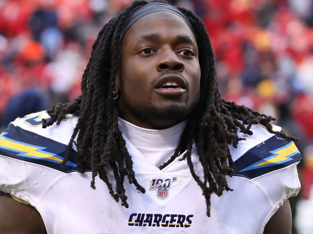 KANSAS CITY, MO - DECEMBER 29: Los Angeles Chargers running back Melvin Gordon (25) after an AFC West game between the Los Angeles Chargers and Kansas City Chiefs on December 29, 2019 at Arrowhead Stadium in Kansas City, MO.