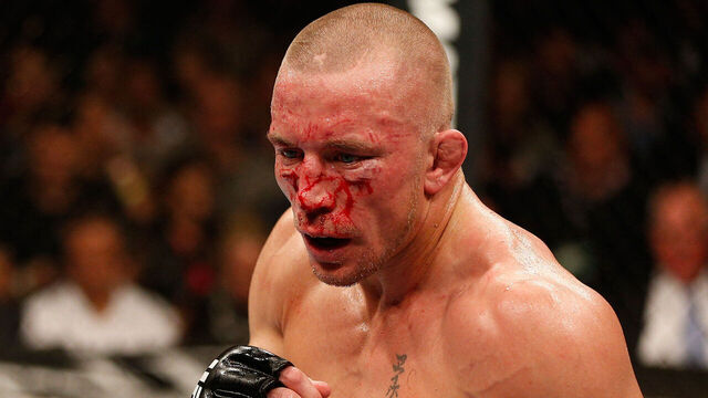 LAS VEGAS, NV - NOVEMBER 16: Georges St-Pierre stands in the Octagon during his UFC welterweight championship bout against Johny Hendricks during the UFC 167 event inside the MGM Grand Garden Arena on November 16, 2013 in Las Vegas, Nevada.