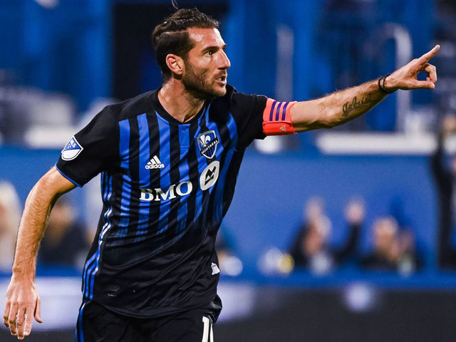 MONTREAL, QC - SEPTEMBER 18: Montreal Impact midfielder Ignacio Piatti (10) shows pride after scoring a goal during the Toronto FC versus the Montreal Impact game on September 18, 2019, at Stade Saputo in Montreal, QC