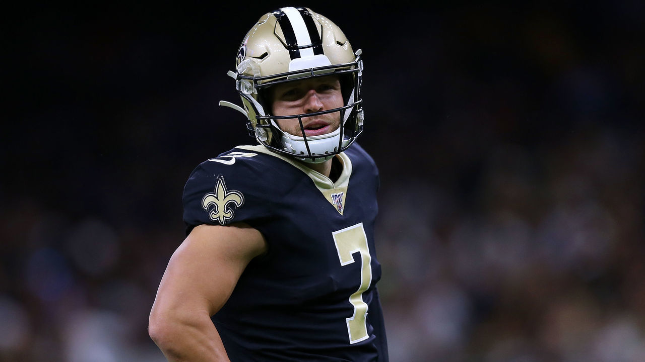 NEW ORLEANS, LOUISIANA - AUGUST 29: Taysom Hill #7 of the New Orleans Saints in action during an NFL preseason game at the Mercedes Benz Superdome on August 29, 2019 in New Orleans, Louisiana.