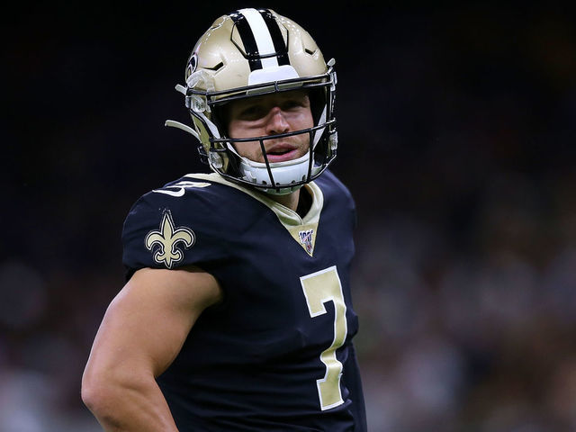 NEW ORLEANS, LOUISIANA - AUGUST 29: Taysom Hill #7 of the New Orleans Saints in action during an NFL preseason game at the Mercedes Benz Superdome on August 29, 2019 in New Orleans, Louisiana.