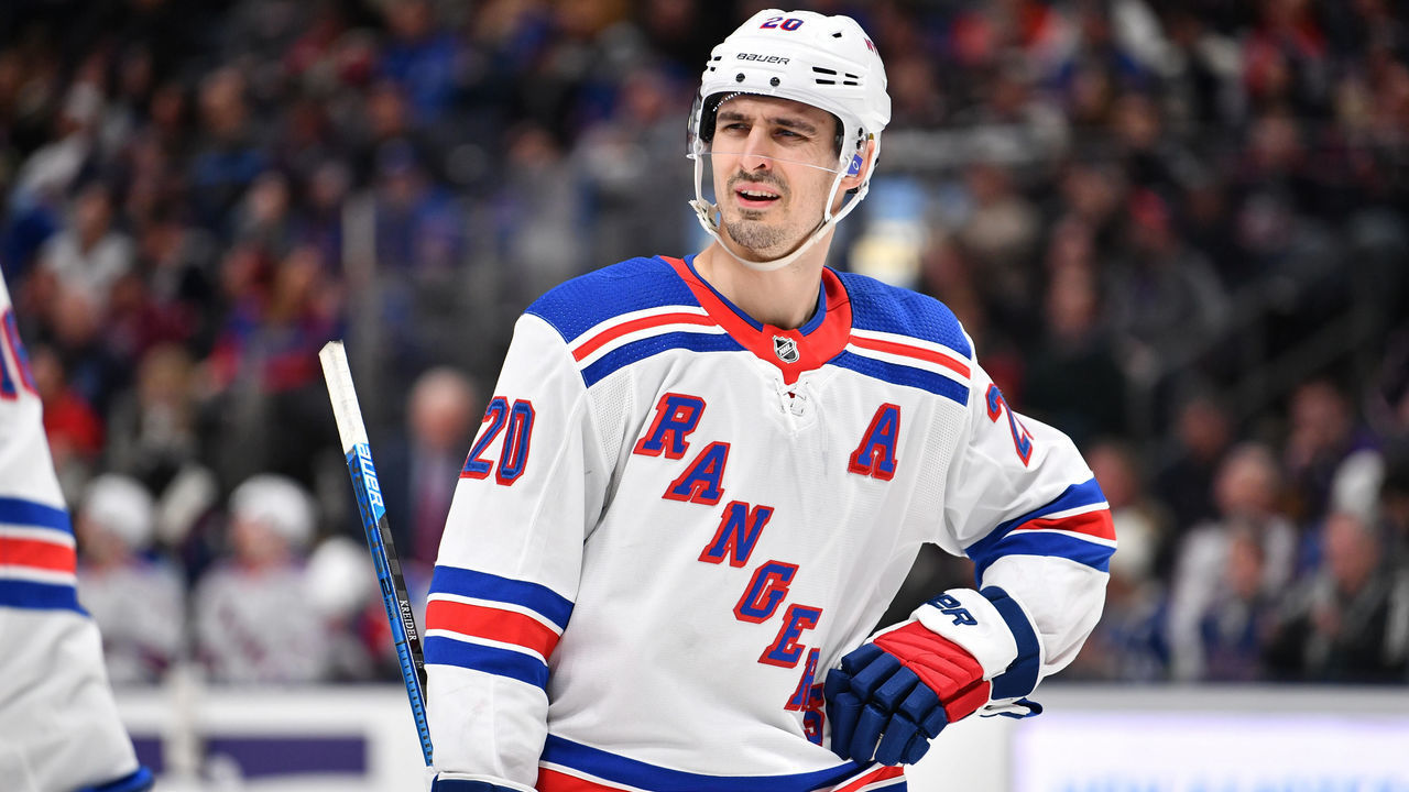 COLUMBUS, OH - DECEMBER 5: Chris Kreider #20 of the New York Rangers skates against against the Columbus Blue Jackets on December 5, 2019 at Nationwide Arena in Columbus, Ohio.