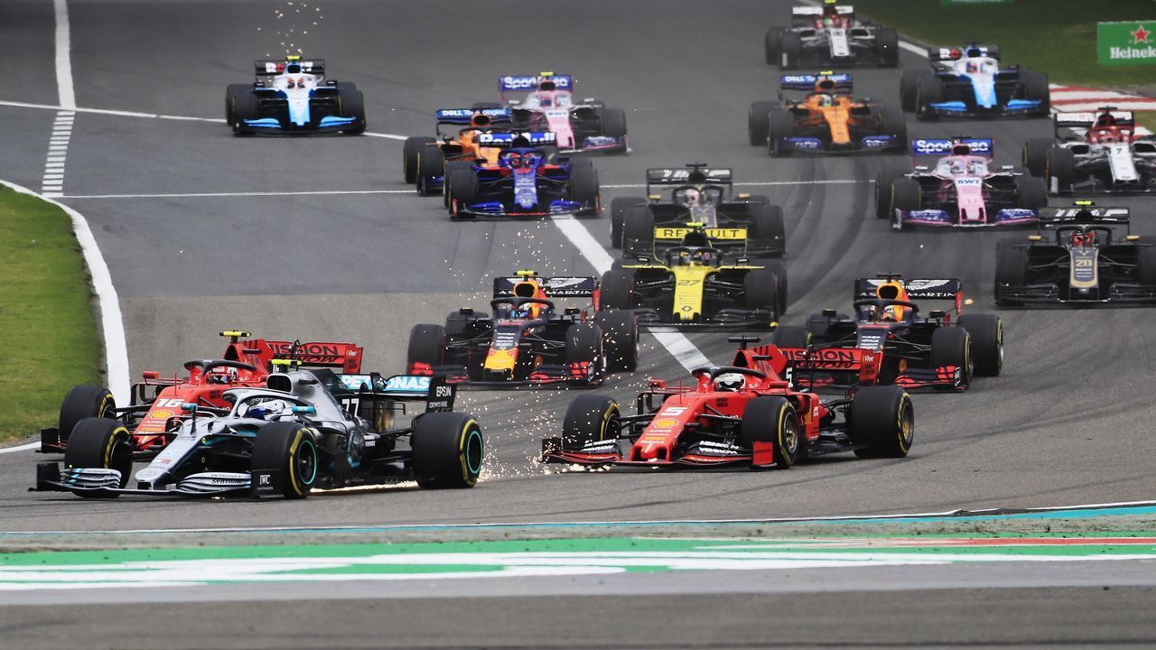 SHANGHAI, CHINA - APRIL 14: Racers compete in the Formula 1 Heineken Chinese Grand Prix 2019 at the Shanghai International Circuit on April 14, 2019 in Shanghai, China.