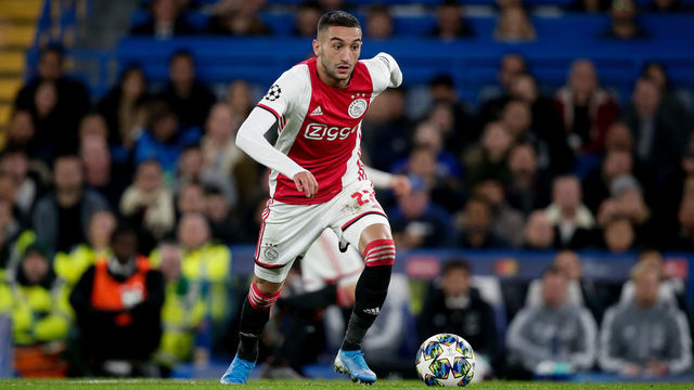 LONDON, UNITED KINGDOM - NOVEMBER 5: Hakim Ziyech of Ajax during the UEFA Champions League match between Chelsea v Ajax at the Stamford Bridge on November 5, 2019 in London United Kingdom
