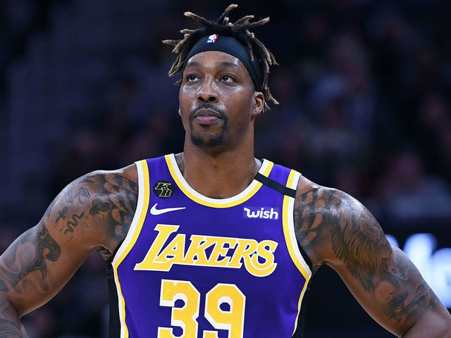 SAN FRANCISCO, CALIFORNIA - FEBRUARY 08: Dwight Howard #39 of the Los Angeles Lakers looks on against the Golden State Warriors during an NBA basketball game at Chase Center on February 08, 2020 in San Francisco, California.