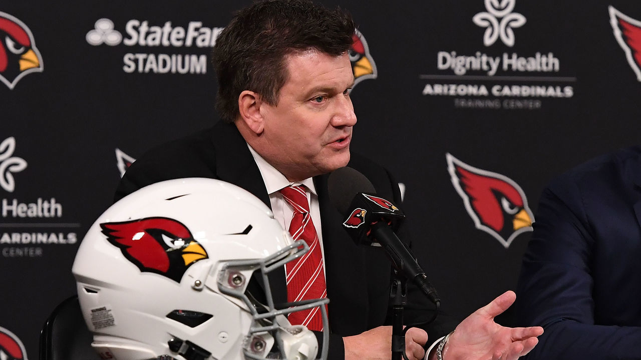 TEMPE, AZ - JANUARY 09: Arizona Cardinals team president Michael Bidwill introduces the new head coach Kliff Kingsbury to the media at the Arizona Cardinals Training Facility on January 9, 2019 in Tempe, Arizona.