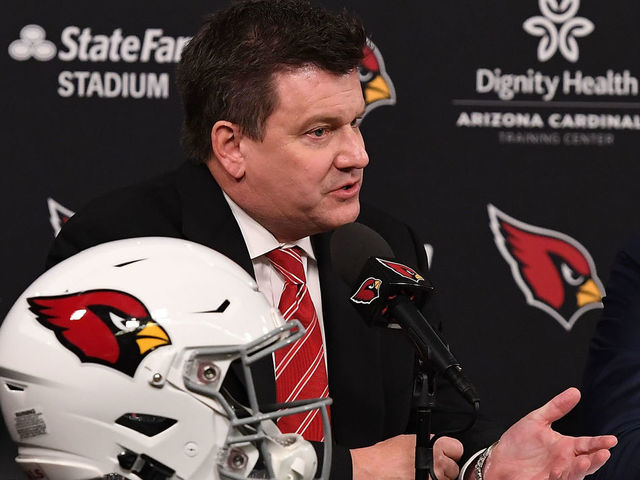 TEMPE, AZ - JANUARY 09: Arizona Cardinals team president Michael Bidwill introduces the new head coach Kliff Kingsbury to the media at the Arizona Cardinals Training Facility on January 9, 2019 in Tempe, Arizona.