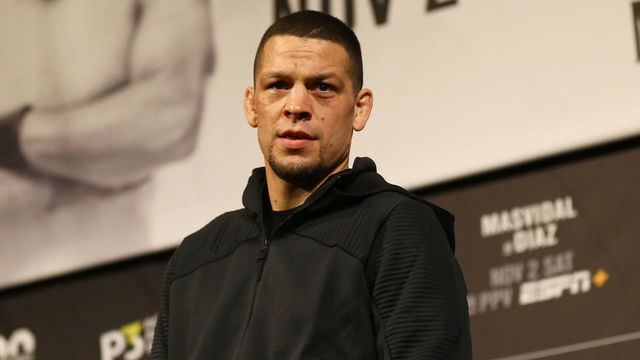 NEW YORK, NEW YORK - OCTOBER 30: UFC fighter Nate Diaz fields questions from the media during open workouts for UFC 244 at The Hulu Theater at Madison Square Garden on October 30, 2019 in New York City.