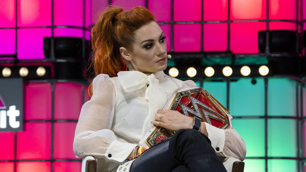 Becky Lynch(WWE) speaks at Web Summit on November 07, 2019 in Lisbon, Portugal. Web Summit is an annual technology conference which brings together a variety of technology companies to discuss the future of industry. This year's event runs from November 4- 7 and is expected to attract around 70,000 participants.