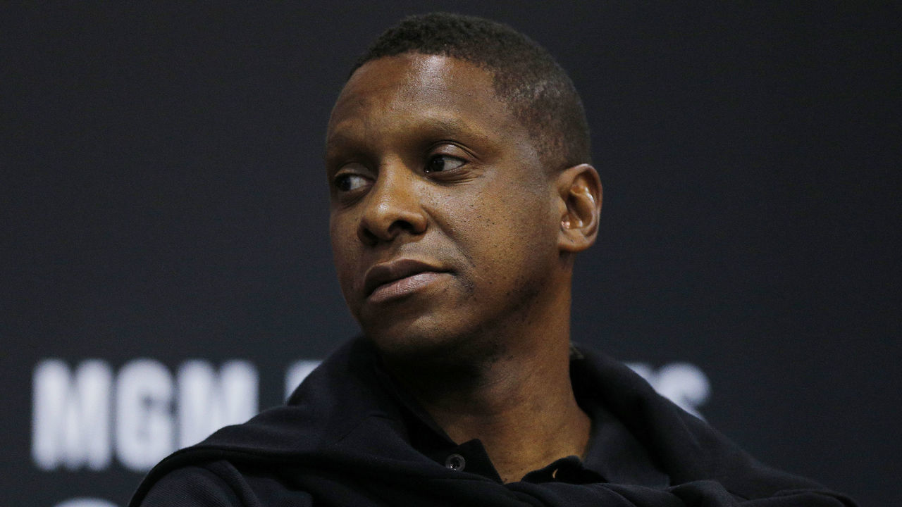 LAS VEGAS, NEVADA - JULY 10: President Masai Ujiri of the Toronto Raptors looks on during the game between the Chicago Bulls and the Charlotte Hornets during the 2019 Summer League at the Cox Pavilion on July 10, 2019 in Las Vegas, Nevada.