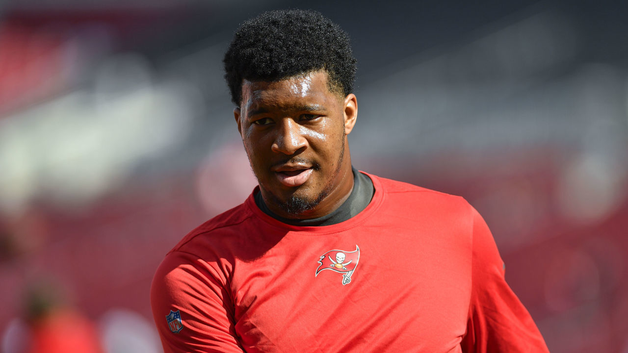 TAMPA, FL - DECEMBER 29: Tampa Bay Buccaneers Quarterback Jameis Winston (3) prior to the first half of an NFL game between the Atlanta Falcons and the Tampa Bay Bucs on December 29, 2019, at Raymond James Stadium in Tampa, FL.