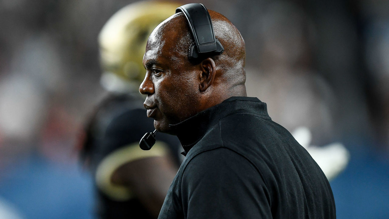 DENVER, CO - AUGUST 30: Head coach Mel Tucker of the Colorado Buffaloes looks on in the second quarter of a game against the Colorado State Rams at Broncos Stadium at Mile High on August 30, 2019 in Denver, Colorado.