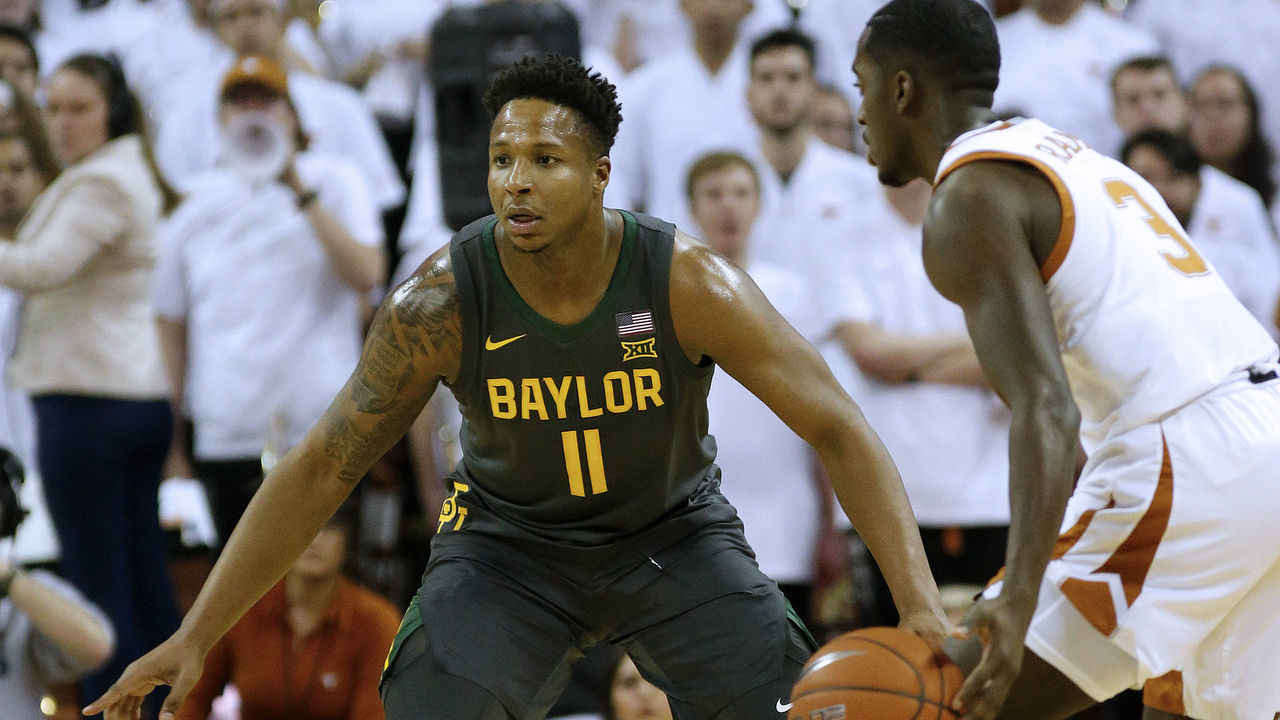 AUSTIN, TEXAS - FEBRUARY 10: Mark Vital #11 of the Baylor Bears defends Courtney Ramey #3 of the Texas Longhorns at The Frank Erwin Center on February 10, 2020 in Austin, Texas.