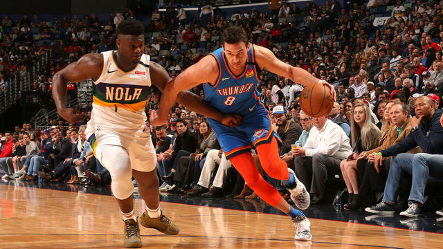 NEW ORLEANS, LA - FEBRUARY 13: Danilo Gallinari #8 of the Oklahoma City Thunder drives to the basket against the New Orleans Pelicans on February 13, 2020 at the Smoothie King Center in New Orleans, Louisiana. Mandatory Copyright Notice: Copyright 2020 NBAE
