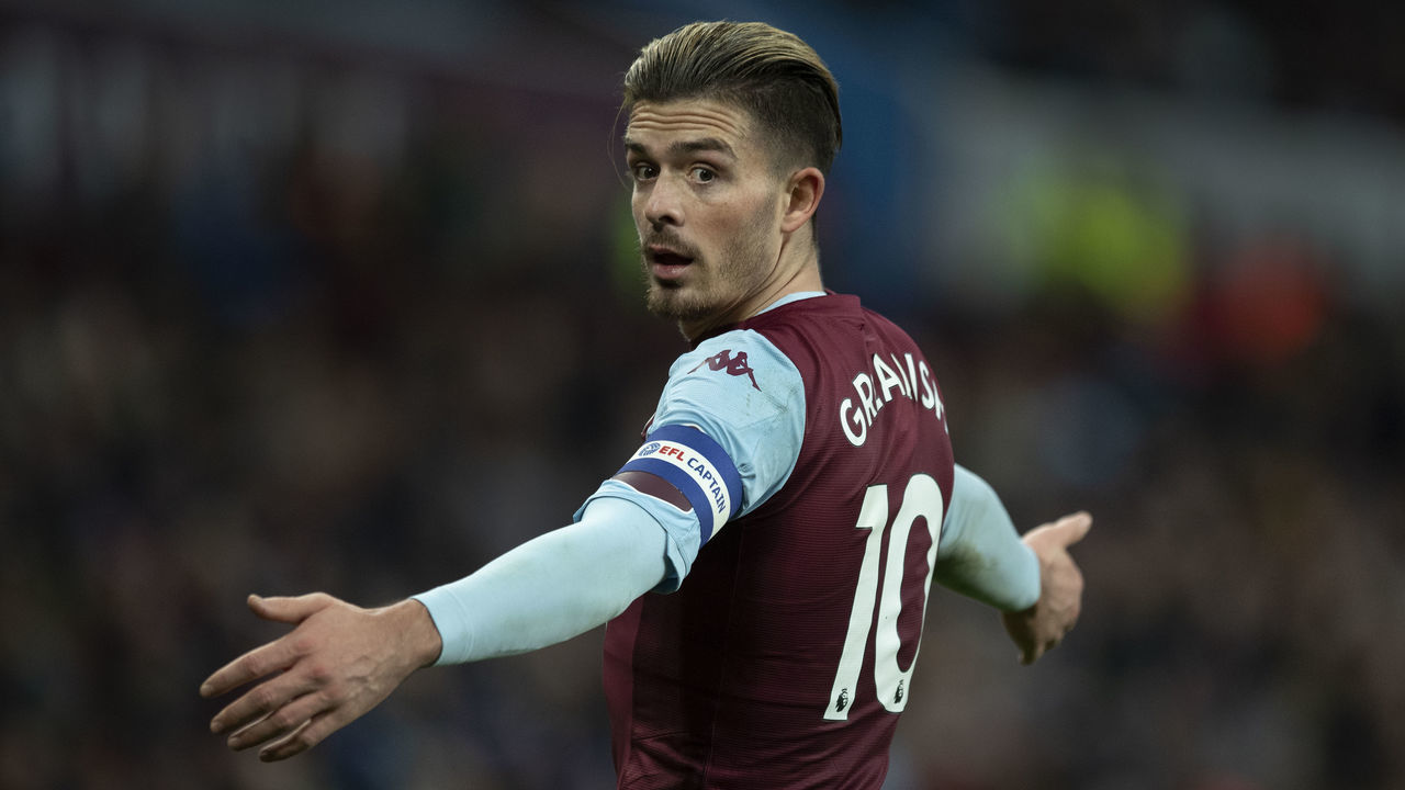BIRMINGHAM, ENGLAND - JANUARY 28: Jack Grealish of Aston Villa during the Carabao Cup Semi Final match between Aston Villa and Leicester City at Villa Park on January 28, 2020 in Birmingham, England.