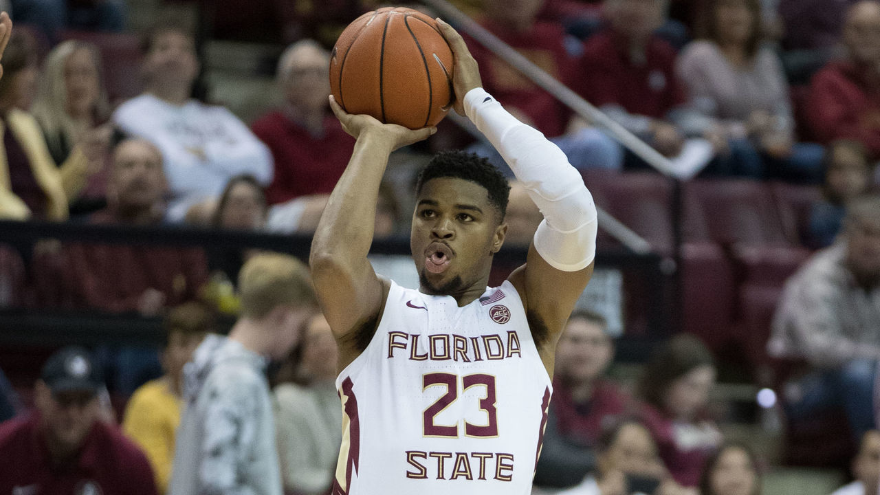 TALLAHASSEE, FL - FEBRUARY 15: Florida State guard M.J. Walker (23) shoots a three-pointer during the game between the Syracuse Orange and the Florida State Seminoles on February 15, 2020, at the Donald L. Tucker Center in Tallahassee, FL..