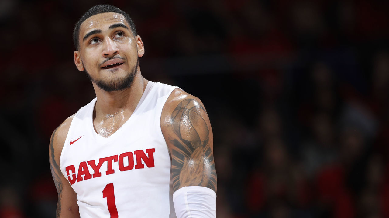 DAYTON, OH - FEBRUARY 11: Obi Toppin #1 of the Dayton Flyers looks on during a game against the Rhode Island Rams at UD Arena on February 11, 2020 in Dayton, Ohio. Dayton defeated Rhode Island 81-67.