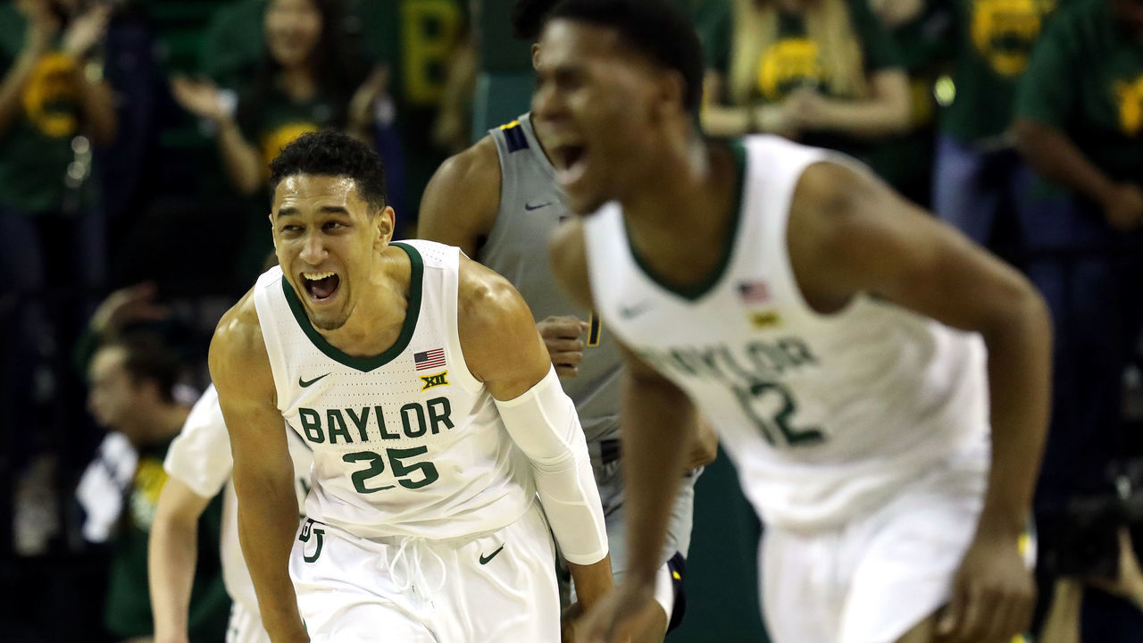 WACO, TEXAS - FEBRUARY 15: Tristan Clark #25 of the Baylor Bears reacts against the West Virginia Mountaineers during the first half at Ferrell Center on February 15, 2020 in Waco, Texas.