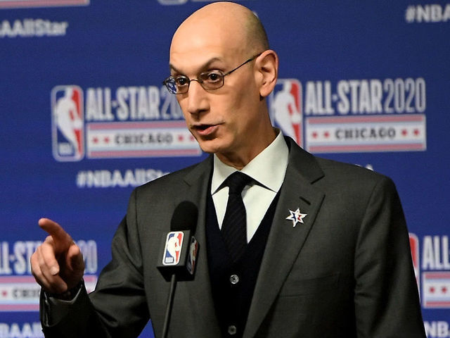 CHICAGO, ILLINOIS - FEBRUARY 15: NBA Commissioner Adam Silver speaks to the media during a press conference at the United Center on February 15, 2020 in Chicago, Illinois.