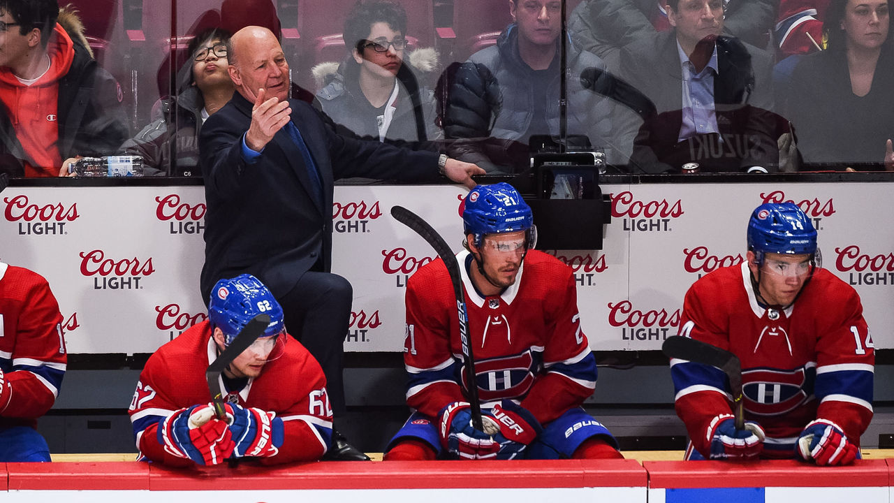 MONTREAL, QC - FEBRUARY 10: Montreal Canadiens head coach Claude Julien shows frustration after a bad call from the referees during the Arizona Coyotes versus the Montreal Canadiens game on February 10, 2020, at Bell Centre in Montreal, QC