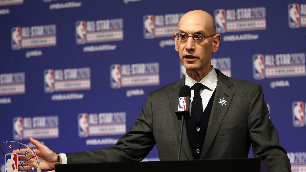CHICAGO, IL - FEBRUARY 15: NBA Commissioner Adam Silver announces NBA All-Star Game MVP Trophy will honor Kobe Bryant during NBA All-Star Saturday Night Presented by State Farm as part of 2020 NBA All-Star Weekend on February 15, 2020 at United Center in Chicago, Illinois. NOTE TO USER: User expressly acknowledges and agrees that, by downloading and/or using this Photograph, user is consenting to the terms and conditions of the Getty Images License Agreement. Mandatory Copyright Notice: Copyright 2020 NBAE