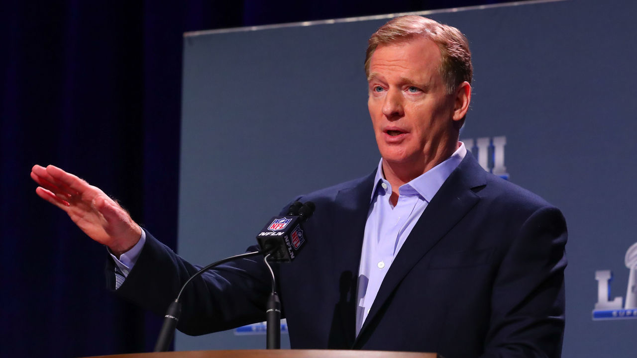 ATLANTA, GA - JANUARY 30: National Football League Commissioner Roger Goodell speaks during the Commissioner's Press Conference during Super Bowl LIII week on January 30, 2019 at the Georgia World Congress Center in Atlanta GA.