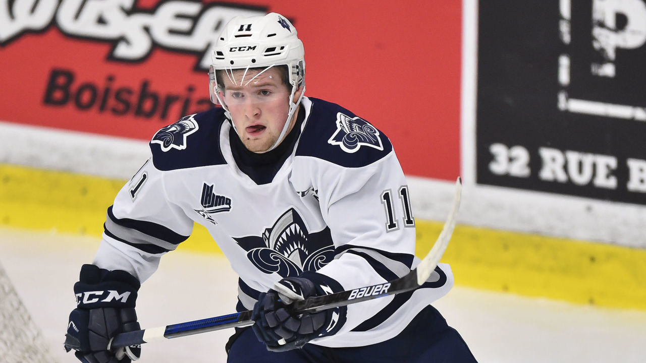 BOISBRIAND, QC - OCTOBER 05: Alexis Lafreniere #11 of the Rimouski Oceanic skates against the Blainville-Boisbriand Armada at Centre d'Excellence Sports Rousseau on October 5, 2019 in Boisbriand, Quebec, Canada. The Blainville-Boisbriand Armada defeated the Rimouski Oceanic 5-3.