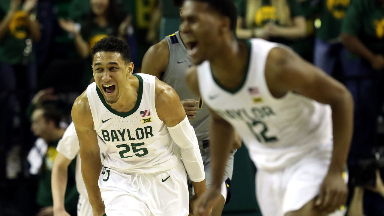WACO, TEXAS - FEBRUARY 15: Tristan Clark #25 of the Baylor Bears reacts against the West Virginia Mountaineers during the first half at Ferrell Center on February 15, 2020 in Waco, Texas.
