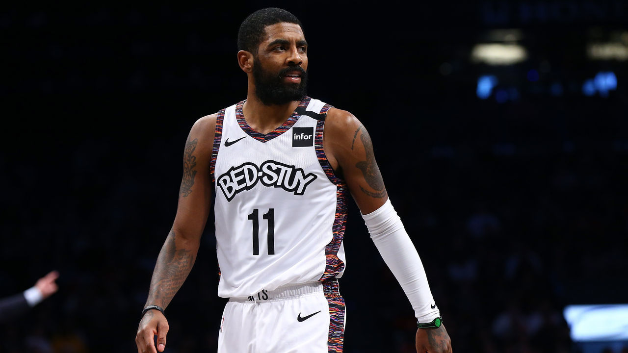NEW YORK, NEW YORK - JANUARY 31: Kyrie Irving #11 of the Brooklyn Nets in action against the Chicago Bulls at Barclays Center on January 31, 2020 in New York City. Brooklyn Nets defeated the Chicago Bulls 133-118.