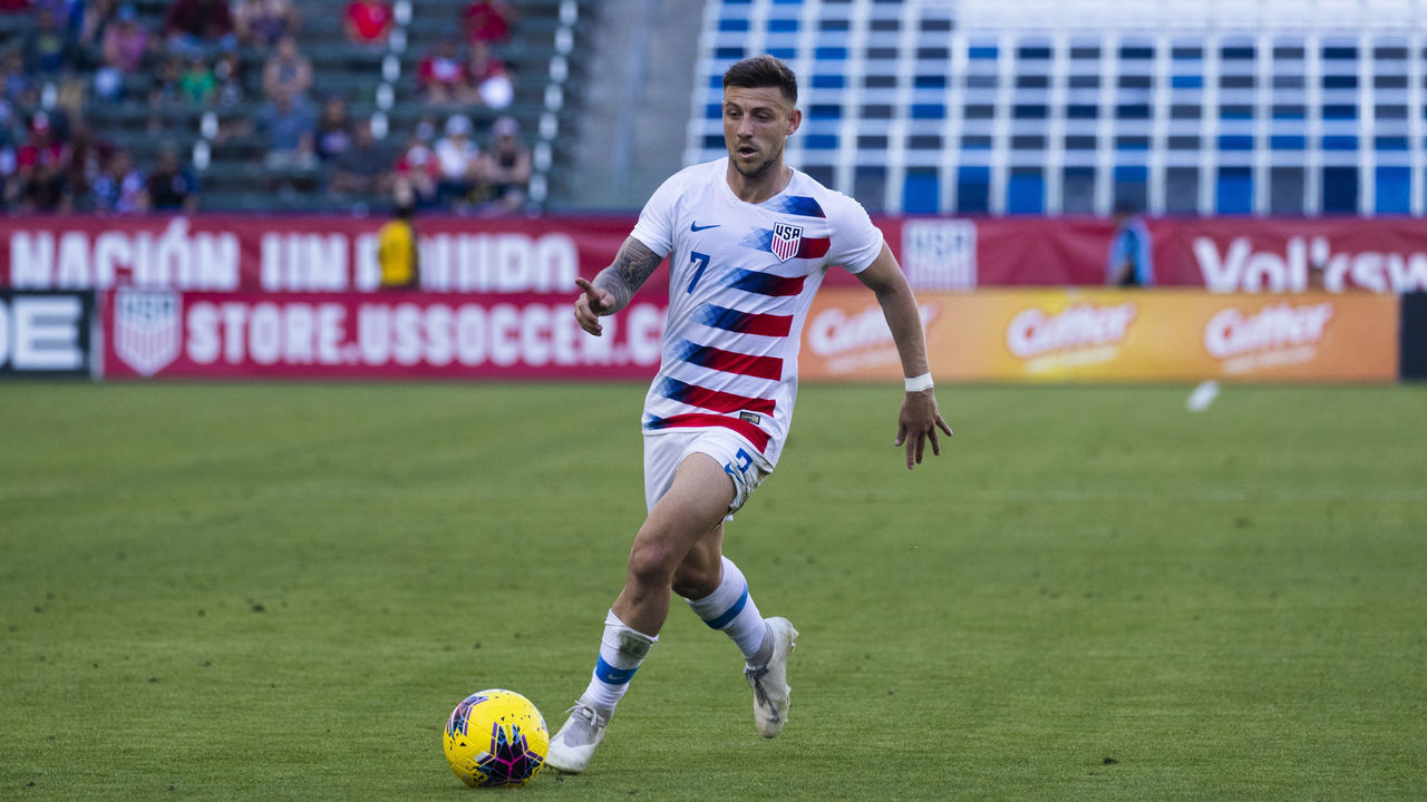 LOS ANGELES, CA - FEBRUARY 01: United States forward Paul Arriola (7) dribbles the ball during an international friendly soccer match against Costa Rica on Saturday, Feb. 1, 2020 at Dignity Health Sports Park in Carson, Calif.