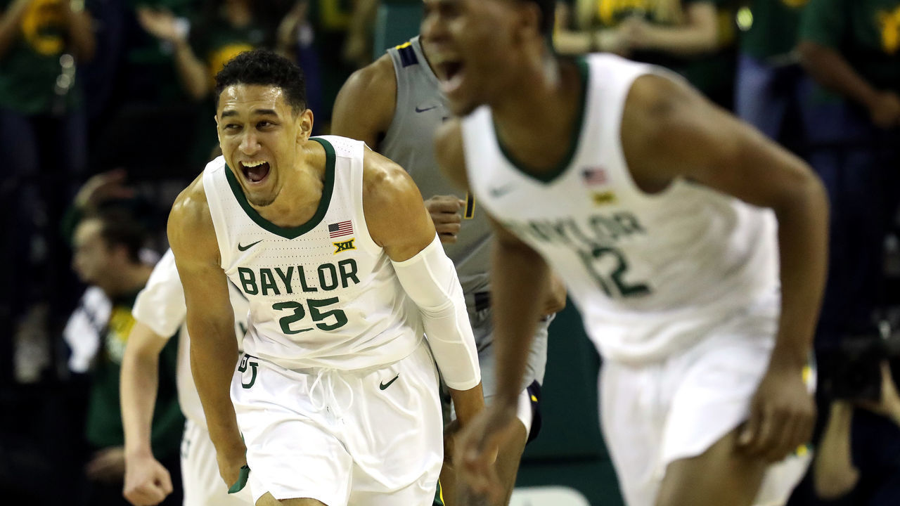 WACO, TEXAS - FEBRUARY 15: Tristan Clark #25 of the Baylor Bears reacts against the West Virginia Mountaineers during the first half at Ferrell Center on February 15, 2020 in Waco, Texas.