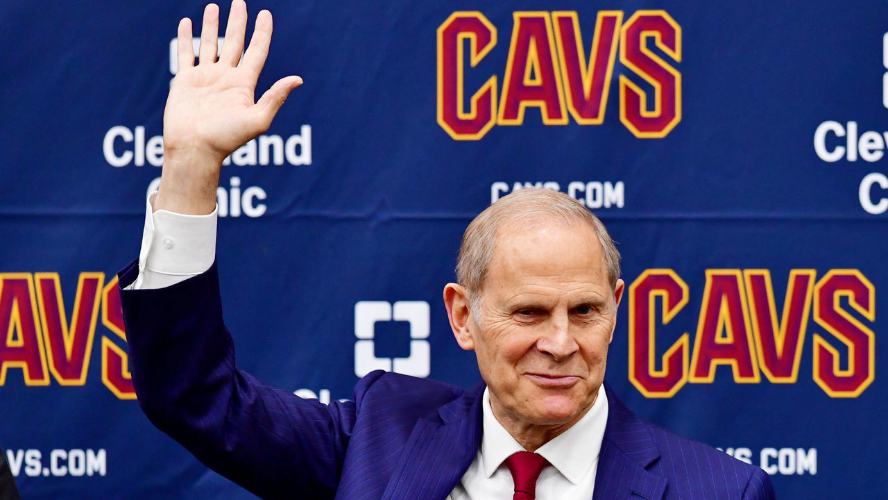 INDEPENDENCE, OHIO - MAY 21: New head coach John Beilein of the Cleveland Cavaliers waves after being introduced during a press conference at Cleveland Clinic Courts on May 21, 2019 in Independence, Ohio.