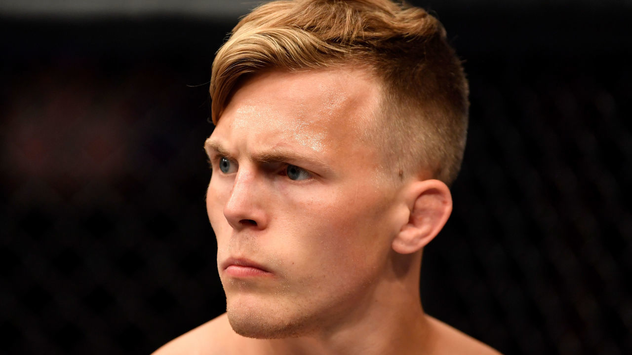 LAS VEGAS, NV - JULY 06: Brad Katona of Canada prepares to fight Jay Cucciniello in their featherweight bout during The Ultimate Fighter Finale event inside The Pearl concert theater at Palms Casino Resort on July 6, 2018 in Las Vegas, Nevada.