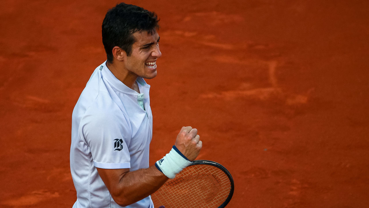 RIO DE JANEIRO, BRAZIL - FEBRUARY 19: Cristian Garin of Chile celebrates a point during a match against Federico Delbonis of Argentina as part of ATP Rio Open 2020 at Jockey Club Brasileiro on February 19, 2020 in Rio de Janeiro, Brazil.