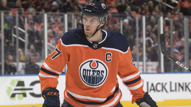 EDMONTON, AB - JANUARY 18: Connor McDavid #97 of the Edmonton Oilers skates against the Arizona Coyotes on January 18, 2020, at Rogers Place in Edmonton, Alberta, Canada.
