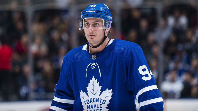 TORONTO, ON - FEBRUARY 11: Tyson Barrie #94 of the Toronto Maple Leafs skates against the Arizona Coyotes during the first period at the Scotiabank Arena on February 11, 2020 in Toronto, Ontario, Canada.