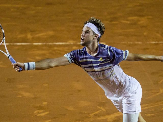 Austria's Dominic Thiem returns the ball during his ATP World Tour Rio Open 2020 tournament match against Spain´s Jaume Munar at the Jockey Club in Rio de Janeiro, Brazil on February 20, 2020.