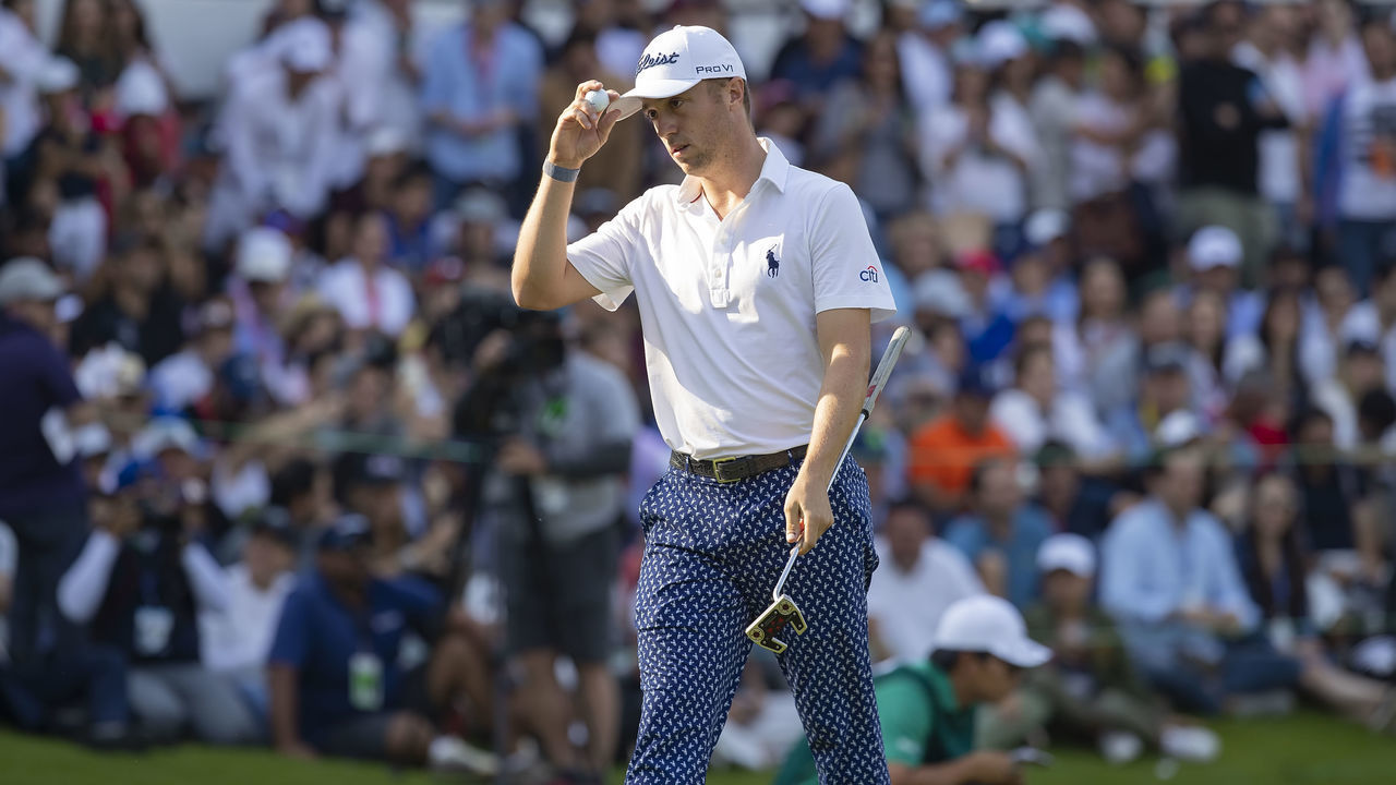 MEXICO CITY, MEXICO - FEBRUARY 22: Justin Thomas of the United States reacts during third round of World Golf Championships-Mexico Championship at Club de Golf Chapultepec on February 22, 2020 in Mexico City, Mexico.