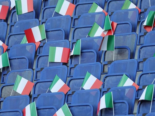 Italian Flags during the UEFA UNDER21 Championship match between Italy and Spain at Renato Dall'Ara Stadium on June 16, 2019 in Bologna, Italy.