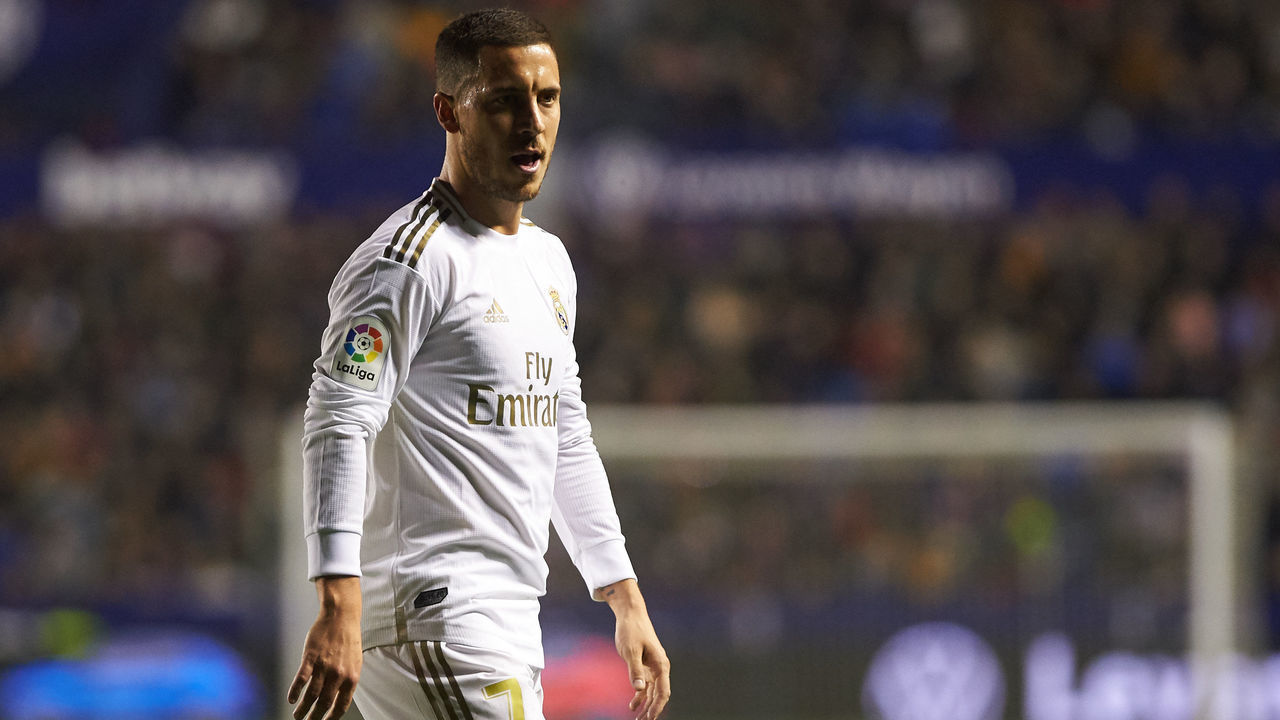 Eden Hazard of Real Madrid during the La Liga Santander match between Levante and Real Madrid at Estadio Ciutat de Valencia on February 22, 2020 in Valencia, Spain
