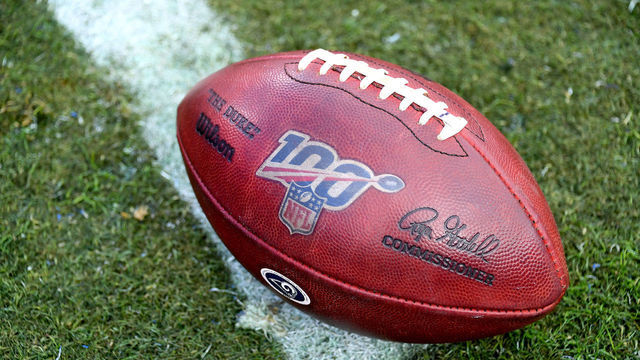 LOS ANGELES, CA - DECEMBER 29: Detailed view of official game balls on the field before the game between the Los Angeles Rams and the Arizona Cardinals at Los Angeles Memorial Coliseum on December 29, 2019 in Los Angeles, California.