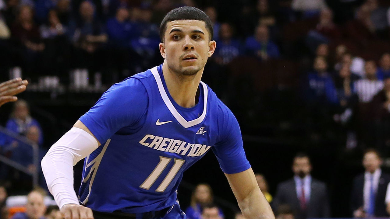 NEWARK, NJ - FEBRUARY 12: Marcus Zegarowski #11 of the Creighton Bluejays in action against the Seton Hall Pirates during a college basketball game at Prudential Center on February 12, 2020 in Newark, New Jersey. Creighton defeated Seton Hall 87-82.