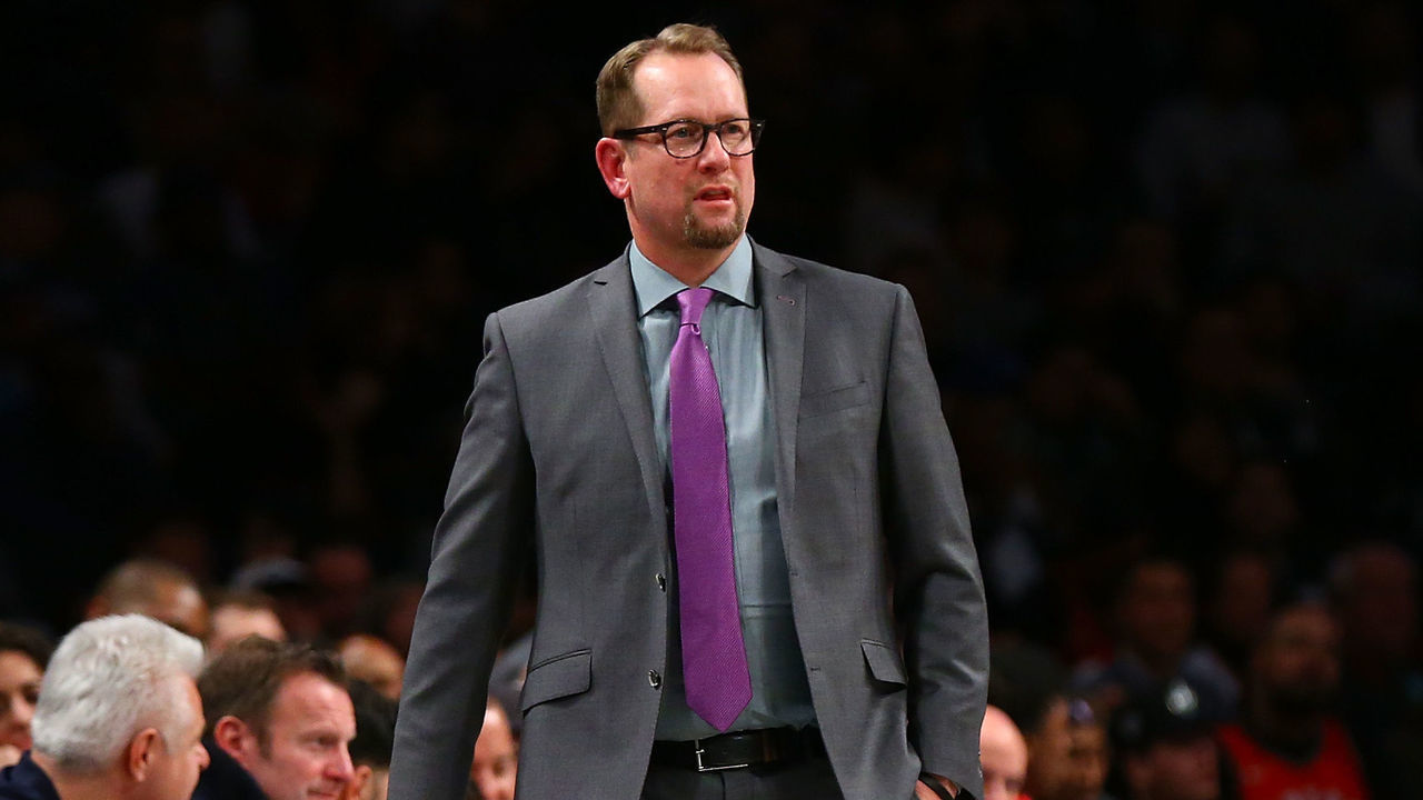 NEW YORK, NEW YORK - FEBRUARY 12: Head Coach Nick Nurse of the Toronto Raptors in action against the Brooklyn Nets at Barclays Center on February 12, 2020 in New York City.Brooklyn Nets defeated the Toronto Raptors 101-91.